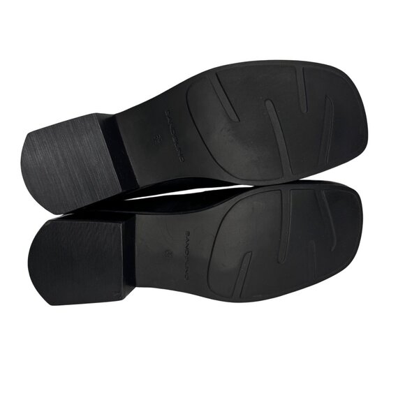 VTG Y2K Bandolino W 6.5M Black‎ Leather Square Toe Chunky Heel Loafer Academia - Picture 7 of 9